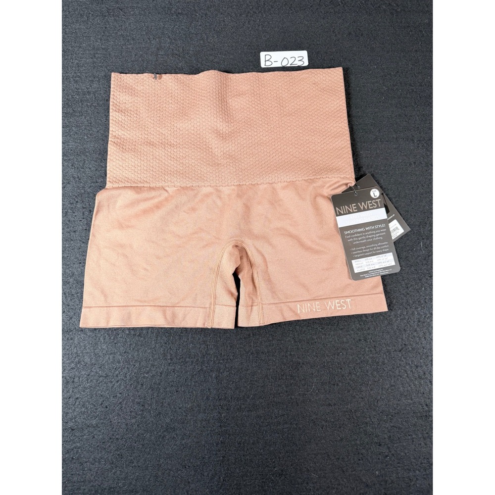 Nine West Knit Waist Shaping Shorts Cafe Lait Firm Control Shapewear L FNWFL002A